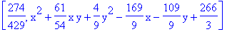 [274/429, x^2+61/54*x*y+4/9*y^2-169/9*x-109/9*y+266/3]